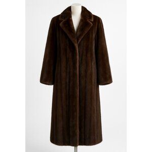 Bryan Mawr Full Length Mink Coat Brown Orange Silk Lining In Excellent Condition